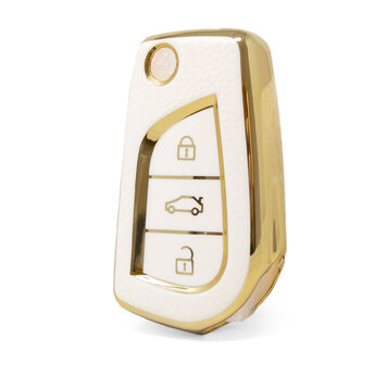 Nano High Quality Gold Leather Cover For Toyota Flip Remote Key...